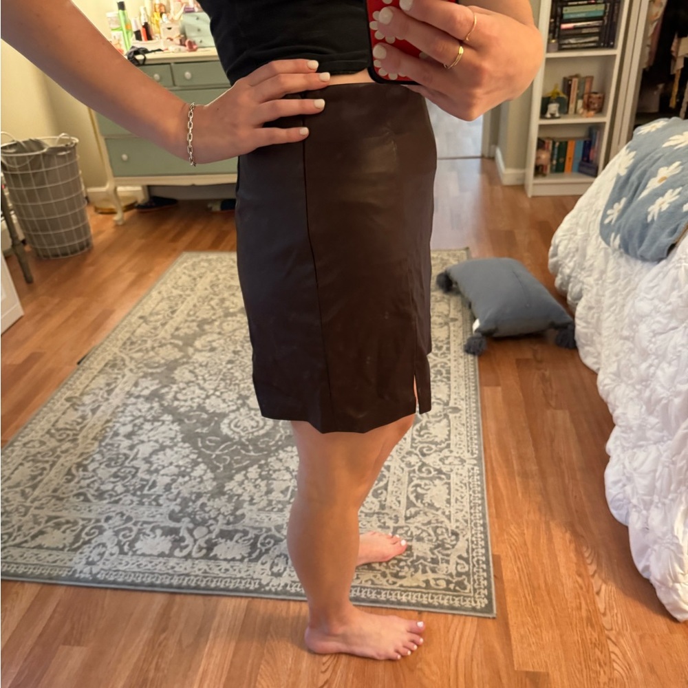 Top shop plum Leather Skirt